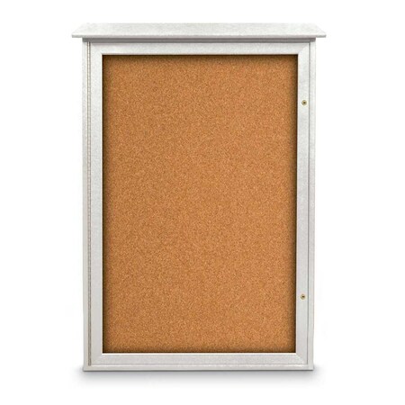 United Visual Products Indoor Enclosed Combo Board, 72"x36", Wht Frame/Blk Porc & Ultramarine UVCB7236W-BLKPORC-ULTMAR
